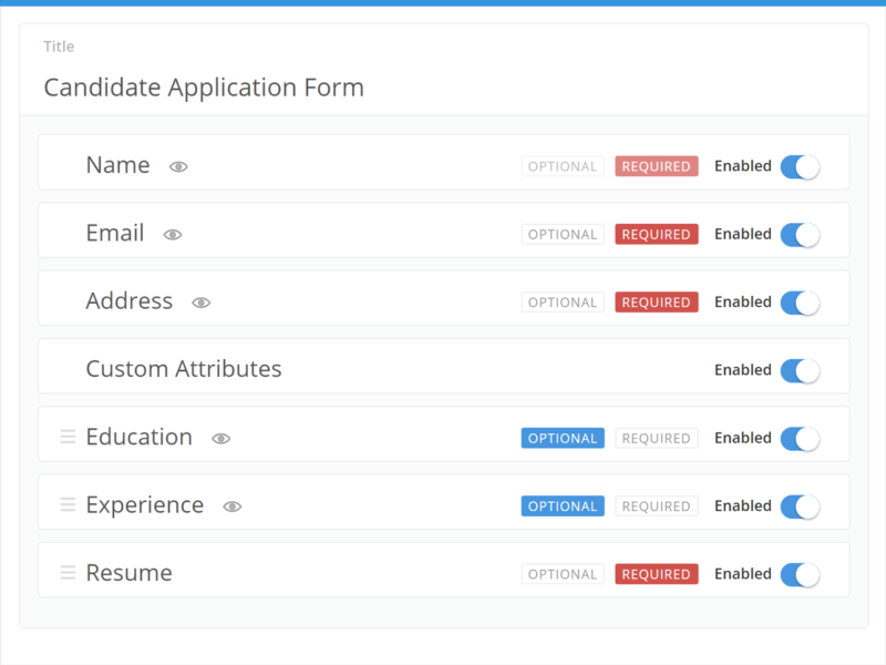 Customizable Application Form