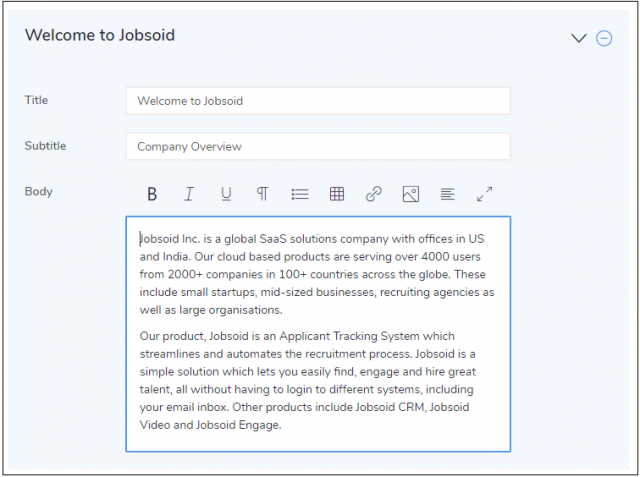 HTML Content Editor - Tool #1 to Design Attractive Careers Page using Jobsoid