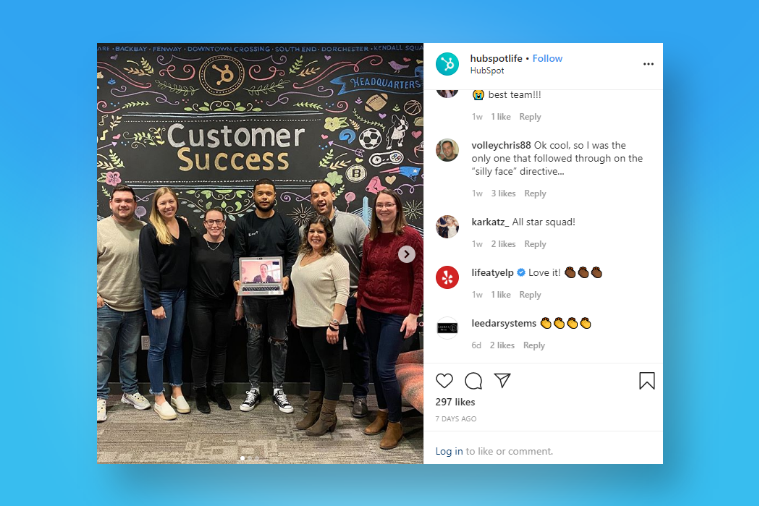 Hubspot leverages Instagram to promote their employer brand