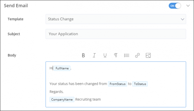 Sending recruitment status email to candidates
